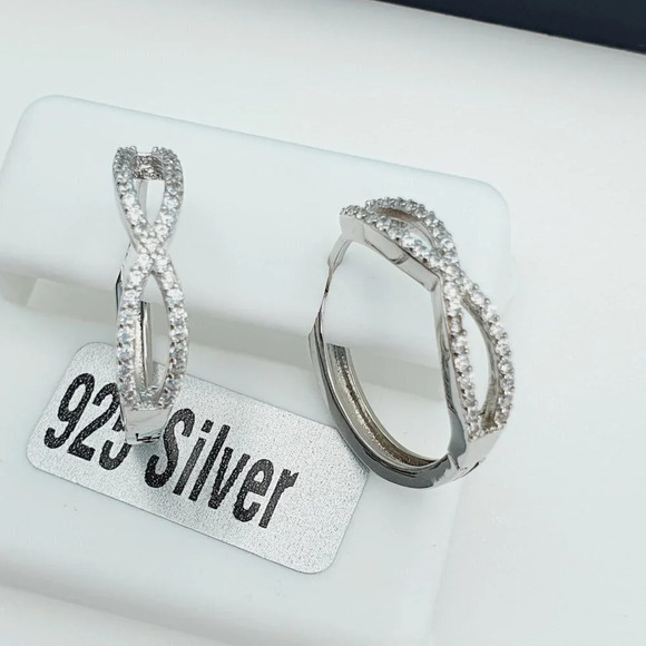 "925 Sterling Silver Cubic Zirconia Earrings, UU1P6A6129 - Picture 5 of 8